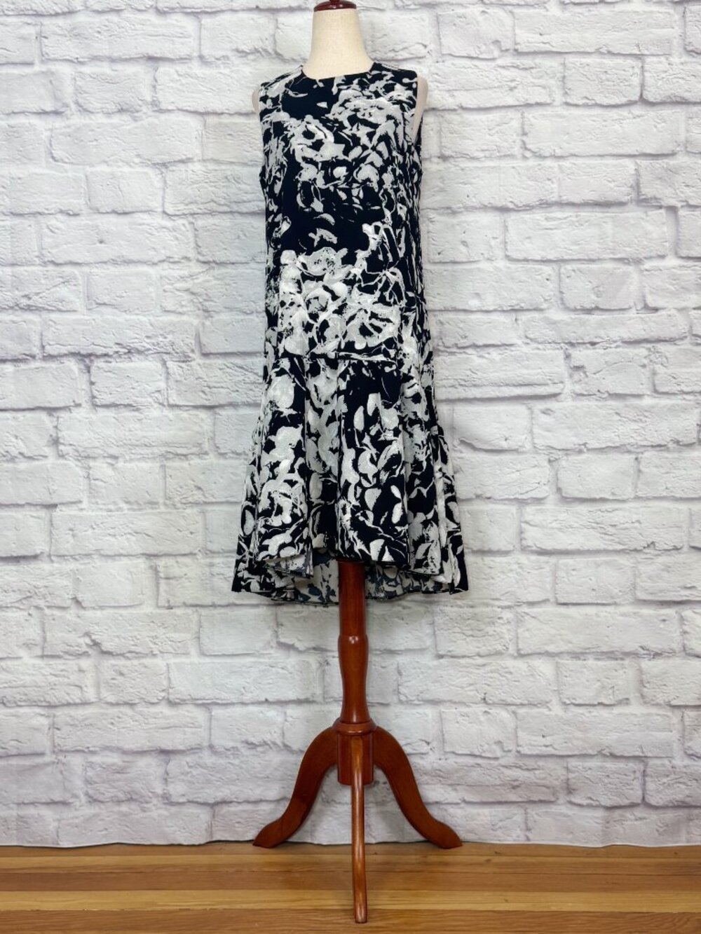 ASOS Black Absract Print Drop-Waist Dress
